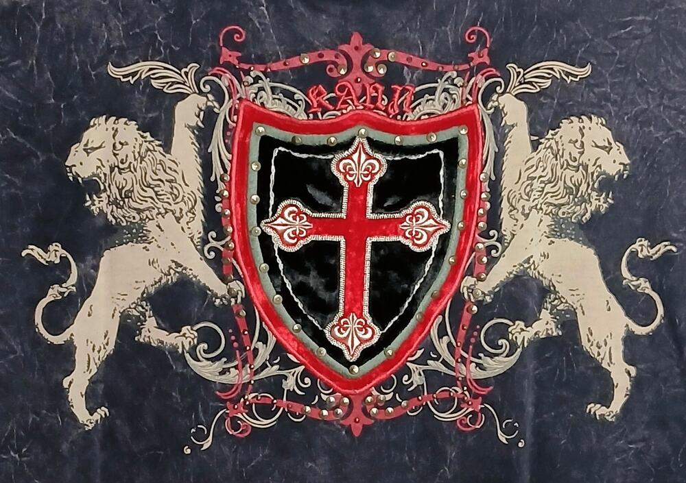 Vintage Kanji Brand Shirt Men 4XL Black Wash Embroidered Gothic Cross Shield Y2K